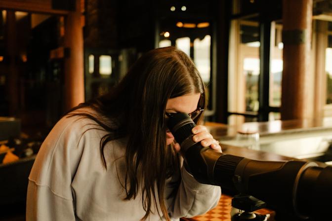 Syd using the telescope