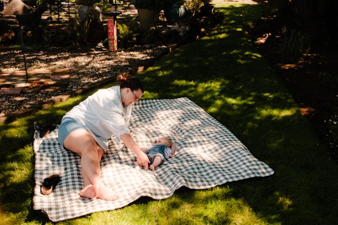Syd & Sawyer on picnic blanket