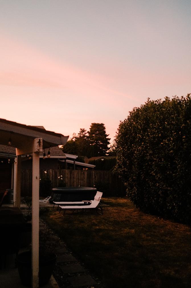 Backyard at dusk