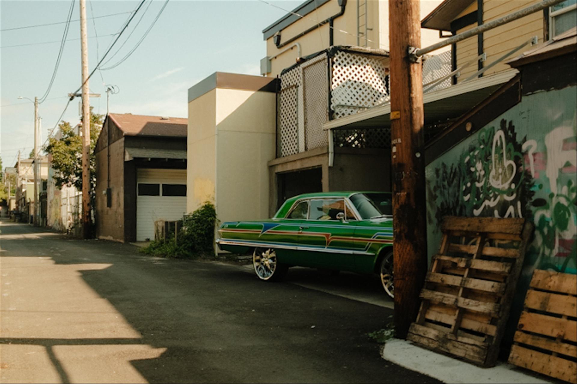 Green alley car near Mississippi street