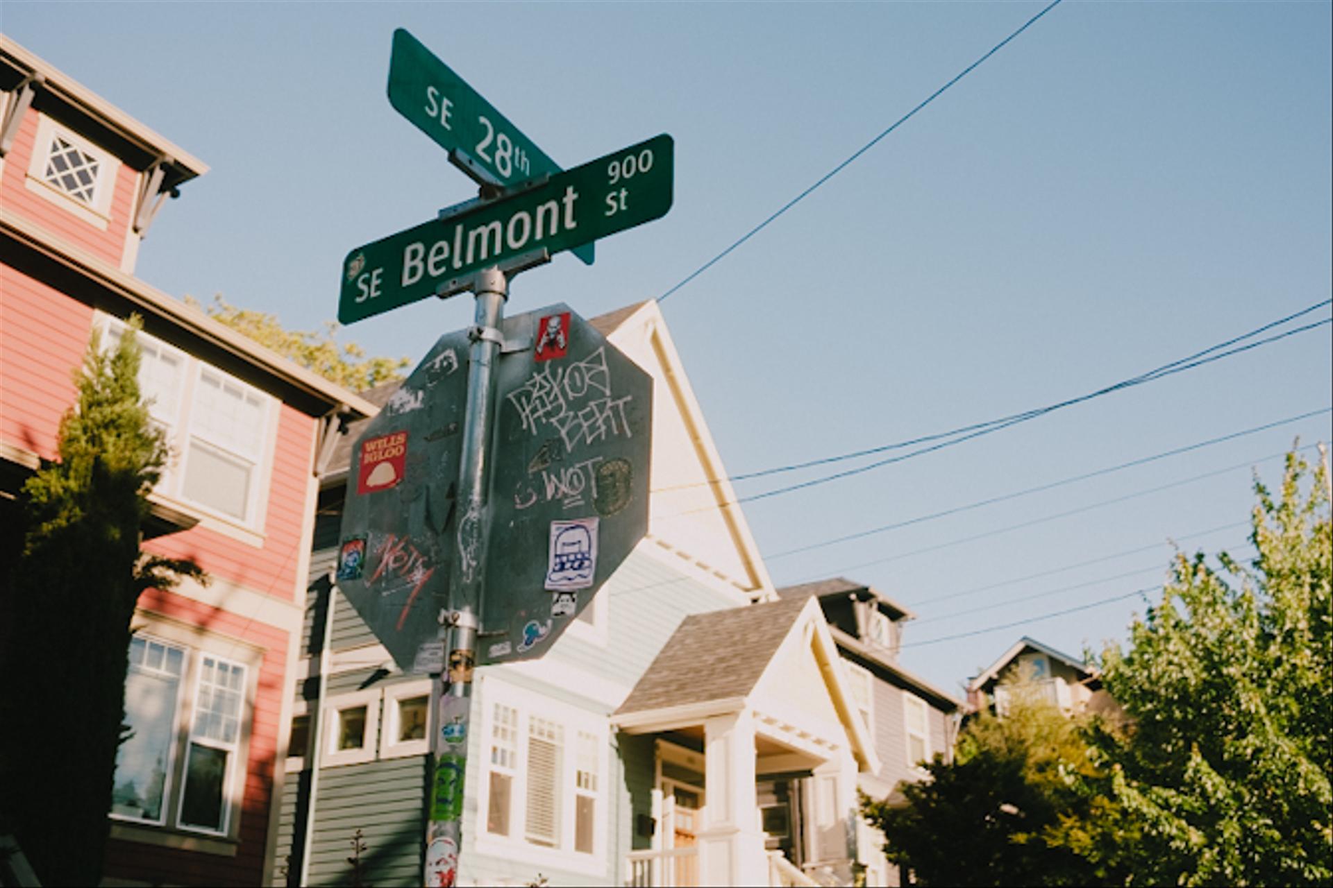 Belmont street sign