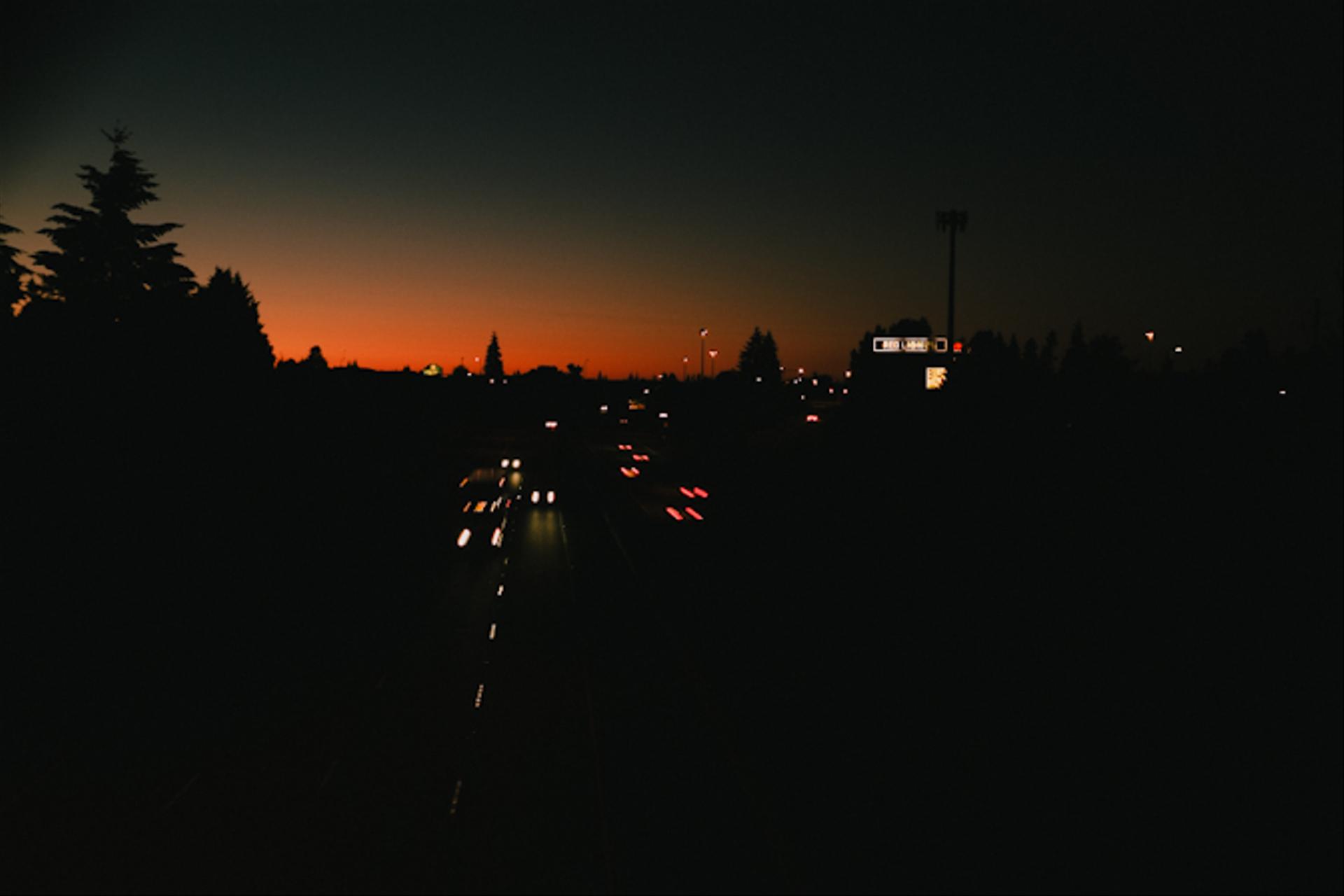 I-5 overpass at dusk