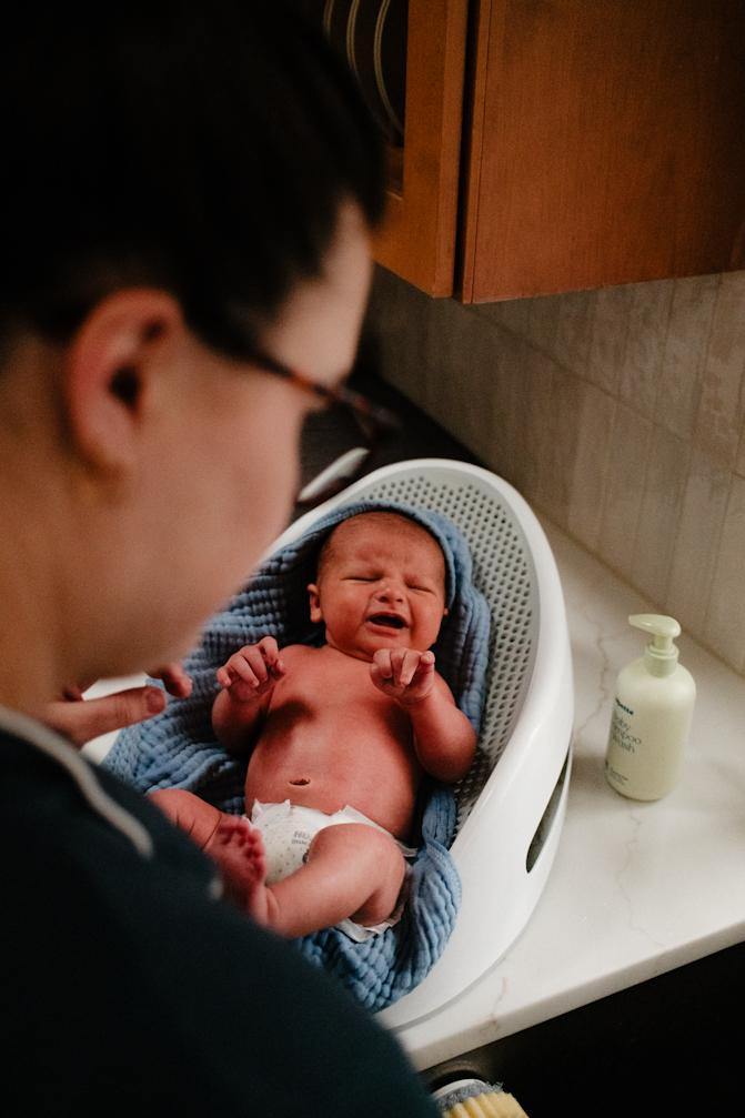 Sad Sawyer bath time